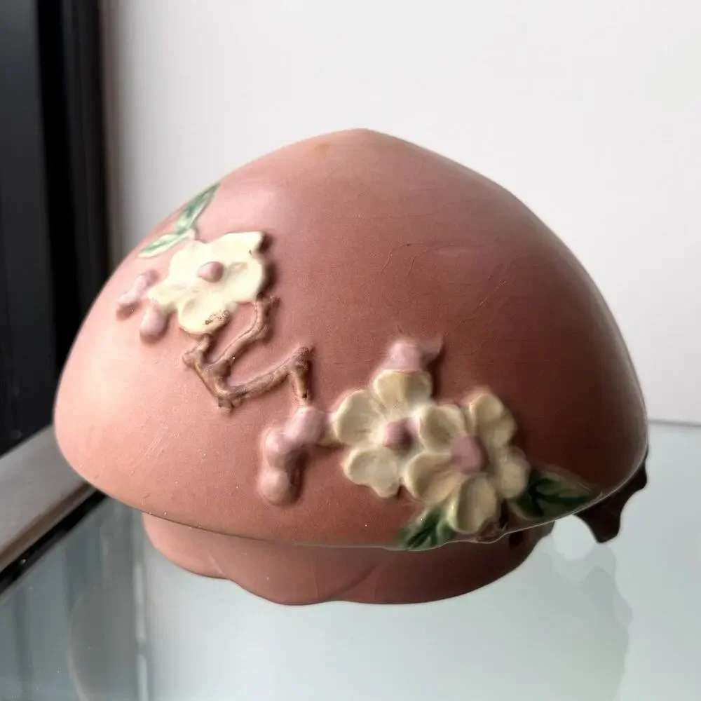 Roseville Pottery Pink Apple Blossom Hanging Planter Basket